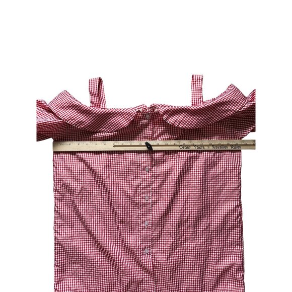 Aimee Womens Gingham Plaid Cold Shoulder Ruffle Off Shoulder Top Prairiecore - Picture 4 of 5